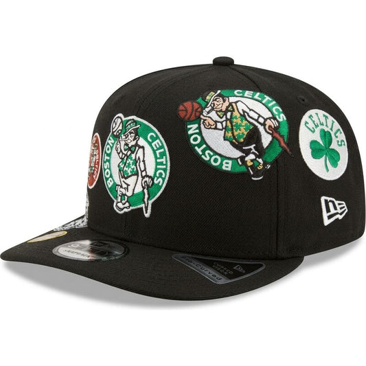 New Era Boston Celtics black Multi Patch 9FIFTY A Frame snapback studio product photograph