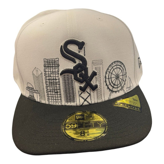 New Era White Sox Skyline white and black 59FIFTY fitted hat – front view