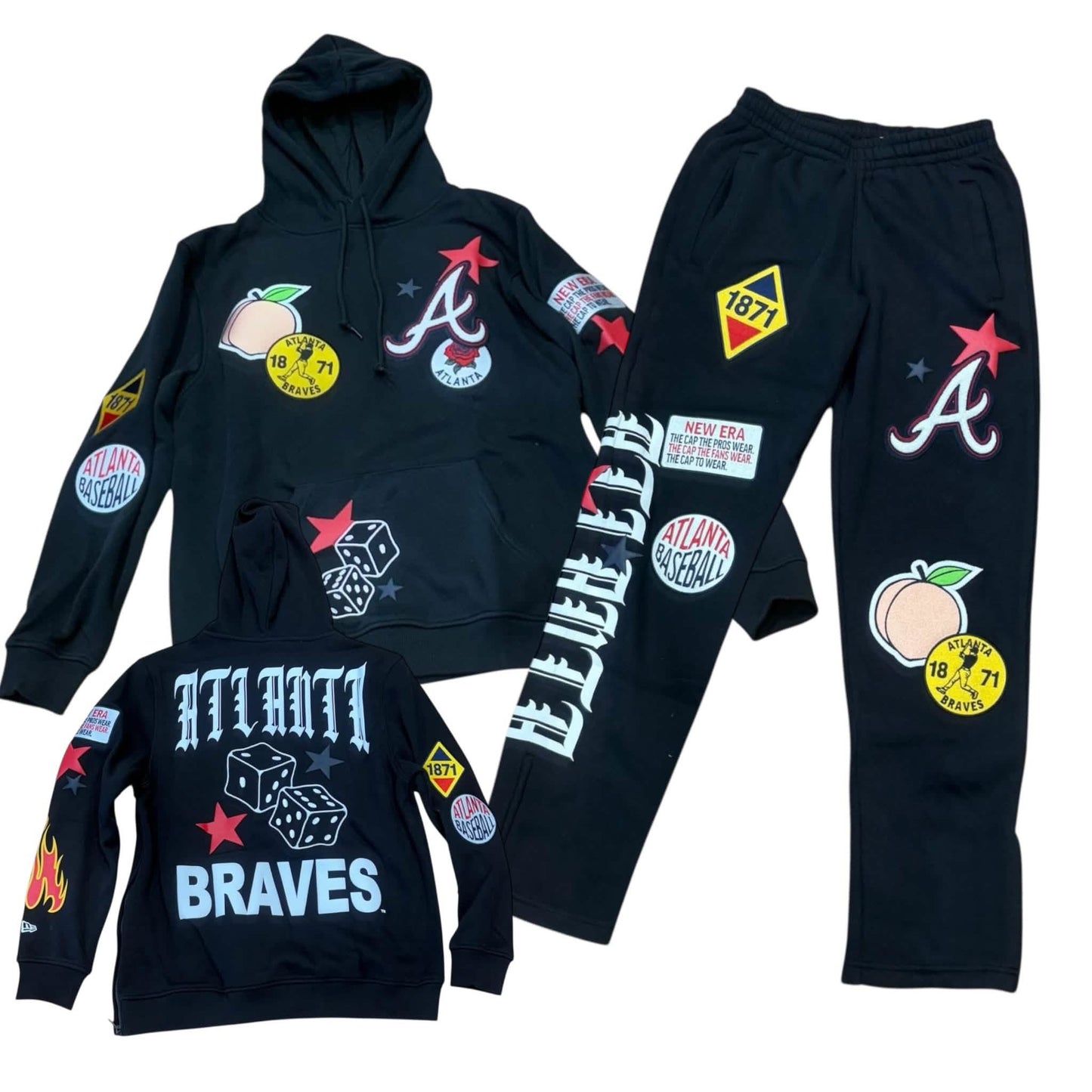 New Era Atlanta Braves UpThre Sweatsuit from On Time Fashions – Sweatsuit by New Era, Birmingham AL’s 1 fashion store and premier destination for streetwear, suits, kids fashion, and big & tall