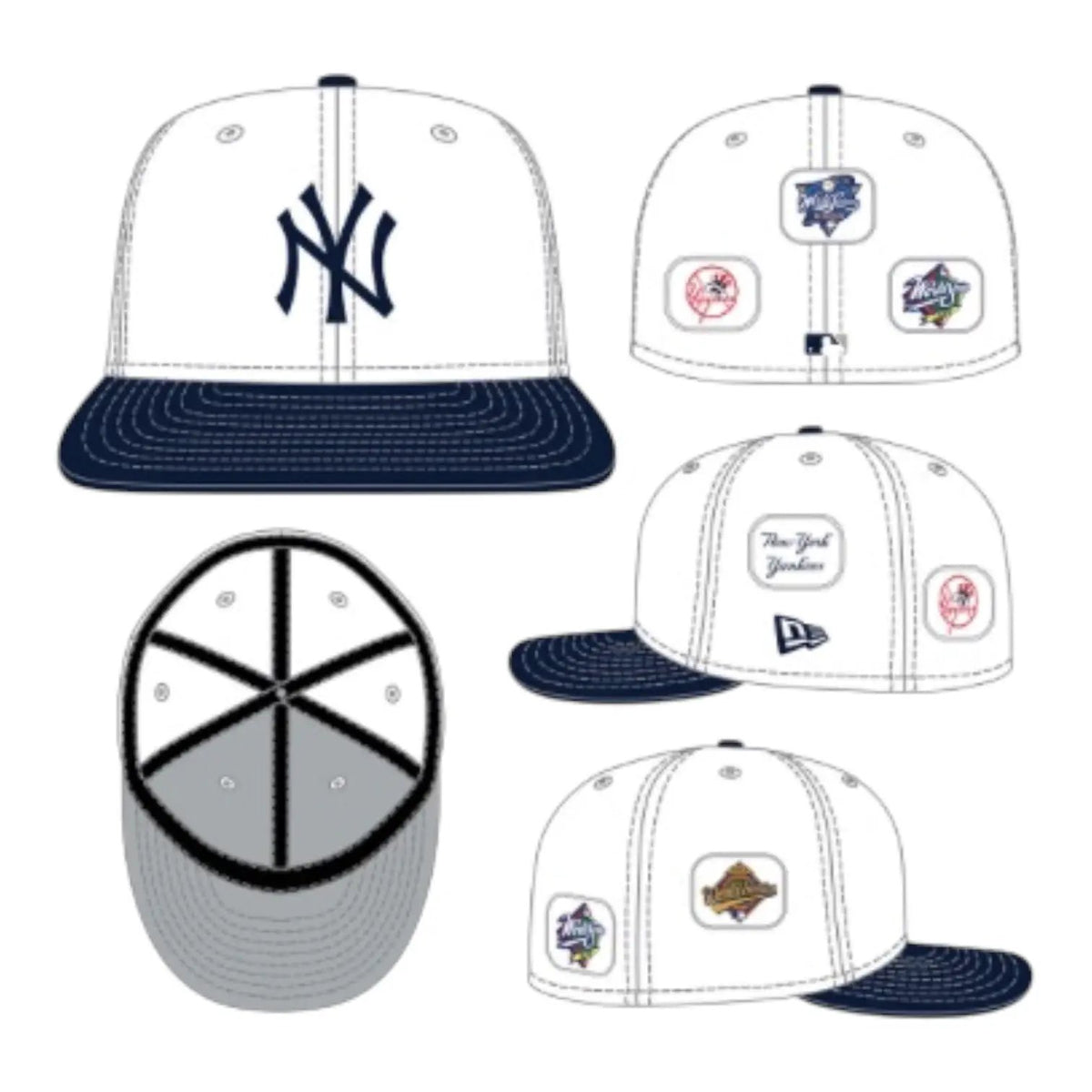 New Era Yankees F2 Injection 59FIFTY fitted hat 60968032 White/Navy multi-view design illustration