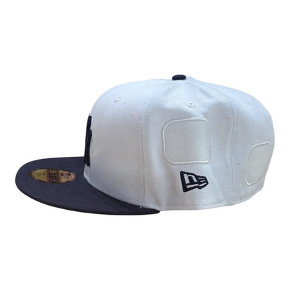 New Era Yankees white and navy 59FIFTY, side flag and patch attachment panels
