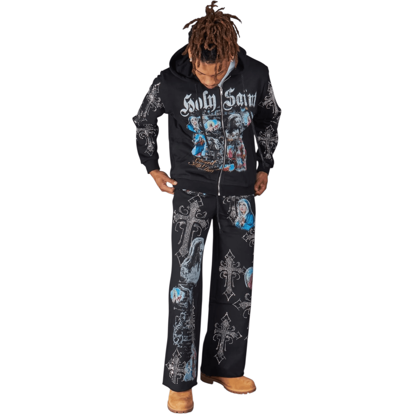 NME NYC Holy Saint Jogger Set from On Time Fashions – Streetwear Pants Set by Foreign Brands Inc, Birmingham AL’s 1 fashion store and premier destination for streetwear, suits, kids fashion, and big & tall