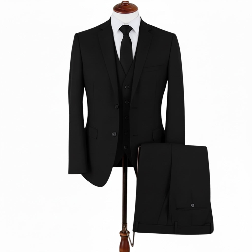 Noah John DK-02 3-piece slim-fit suit in Black