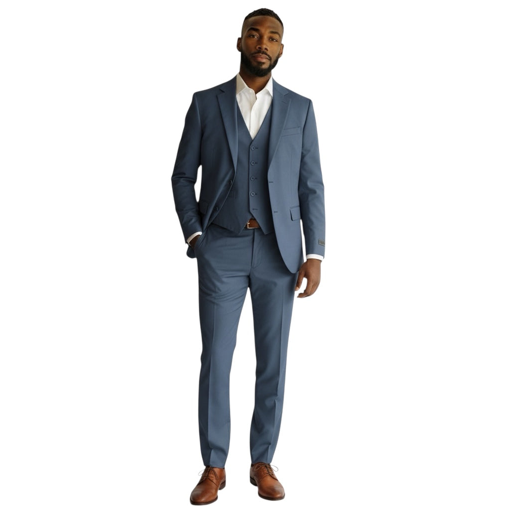 Noah John DK-02 3-piece slim-fit suit in Slate Blue