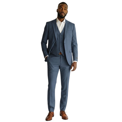 Noah John DK-02 3-piece slim-fit suit in Slate Blue