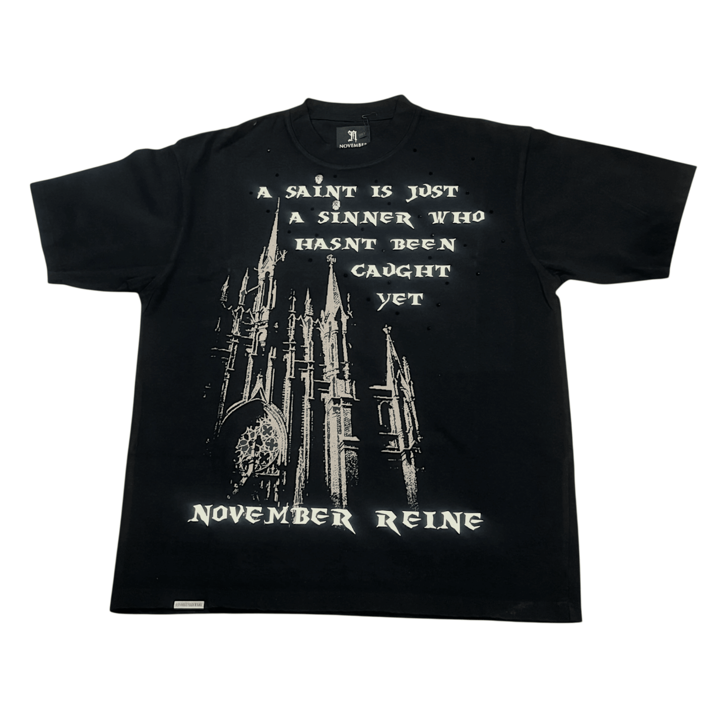 November Reine A Saint Is A Sinner from On Time Fashions – Tee by November Reine, Birmingham AL’s 1 fashion store and premier destination for streetwear, suits, kids fashion, and big & tall