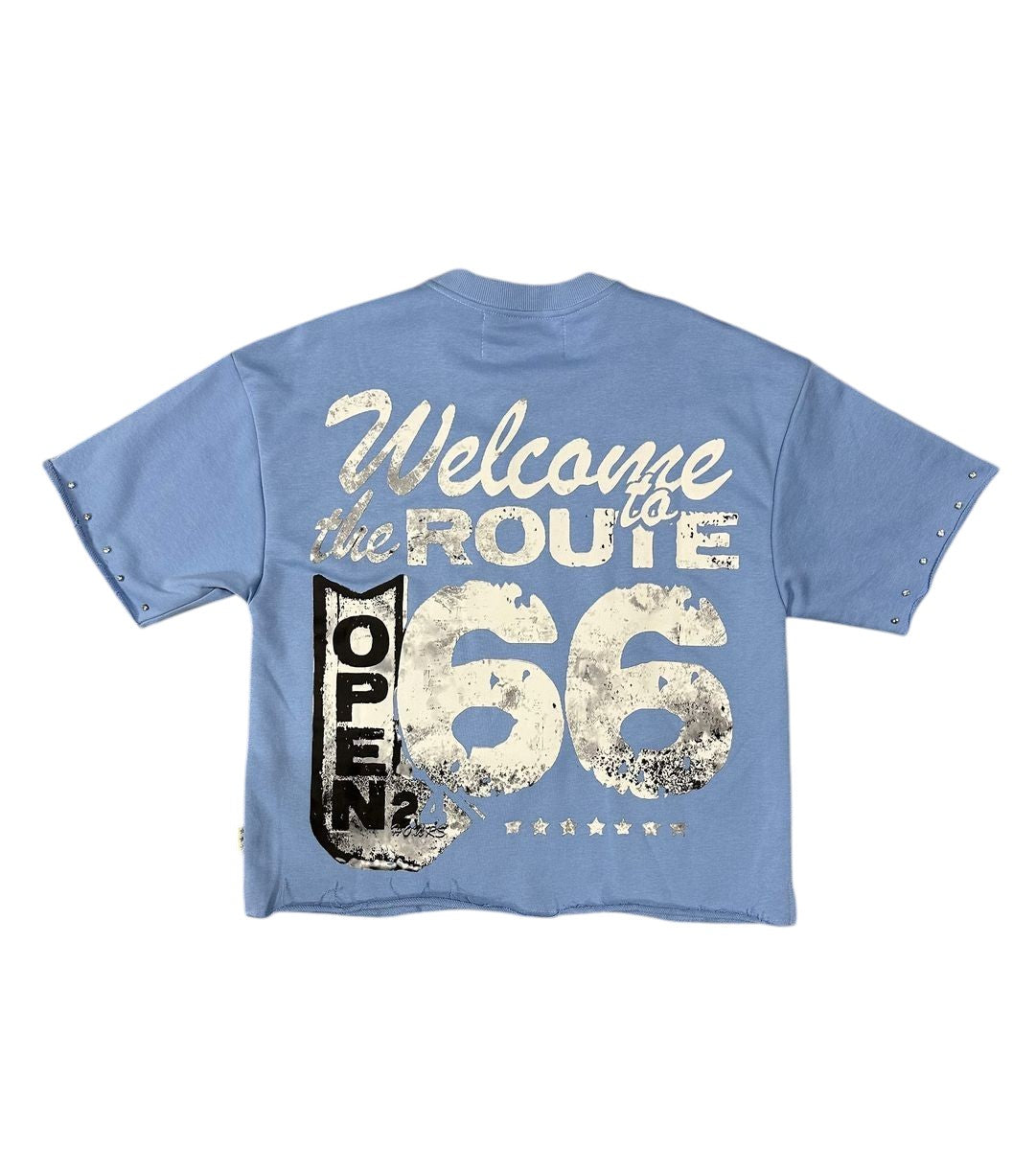On Time Fashions light blue cropped t-shirt with