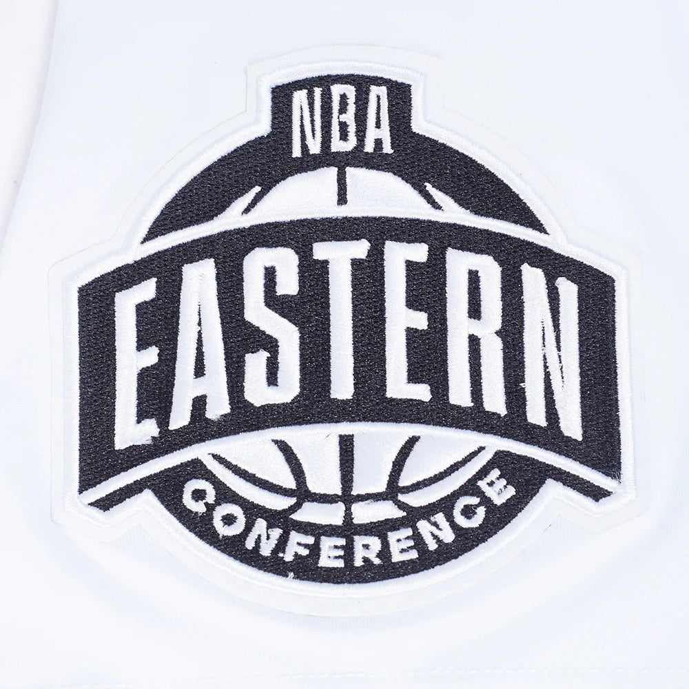 On Time Fashions white Pro Standard Chicago Bulls Letterman shirt with embroidered NBA Eastern Conference patch.