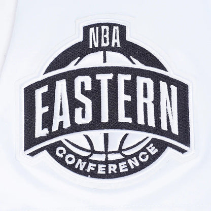 On Time Fashions white Pro Standard Chicago Bulls Letterman shirt with embroidered NBA Eastern Conference patch.
