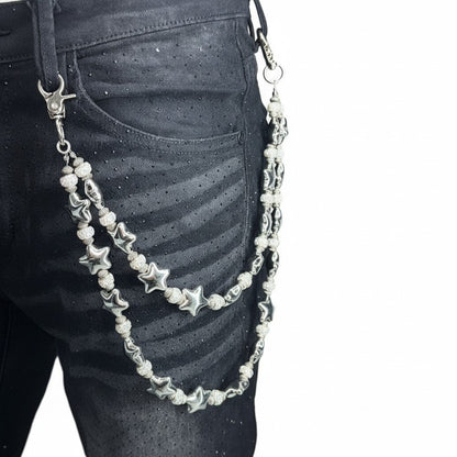 On Time Fashions silver star ice chain with crystal accents and double strand design.