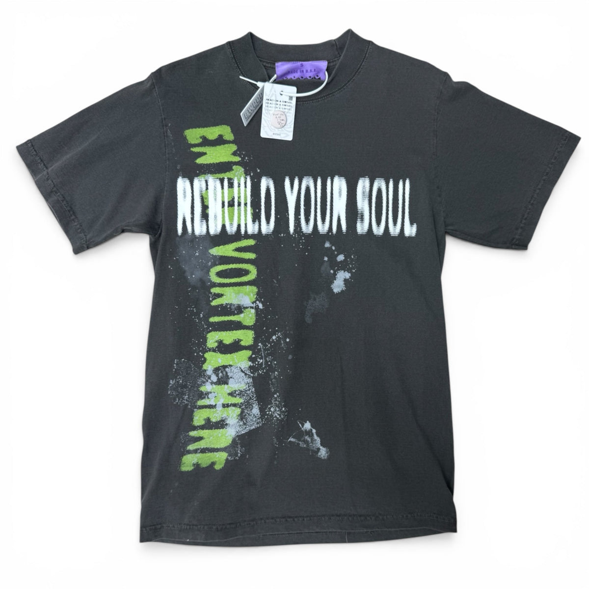 BWOOD Rebuild Your Soul T-shirt in Shadow, front view