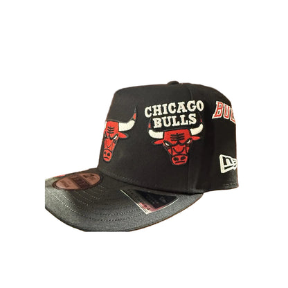 New Era Chicago Bulls black multi-patch 9FIFTY A-Frame snapback — side view