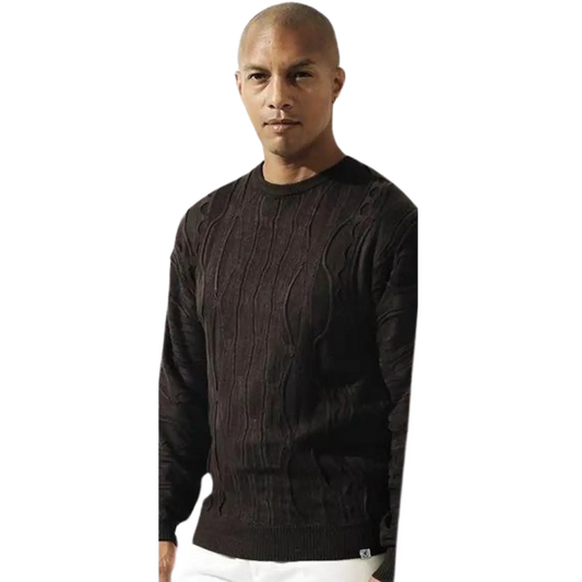 Stacy Adams Cable Knit Crewneck Sweater – Mahogany by Stacy Adams