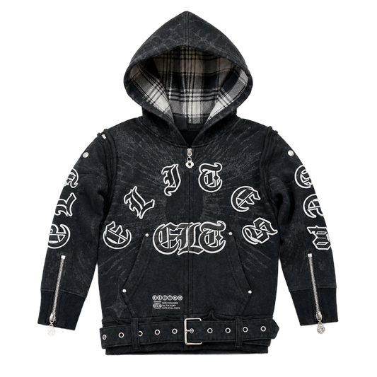 Elite Premium All Details Royal kids hoodie in black wash, front