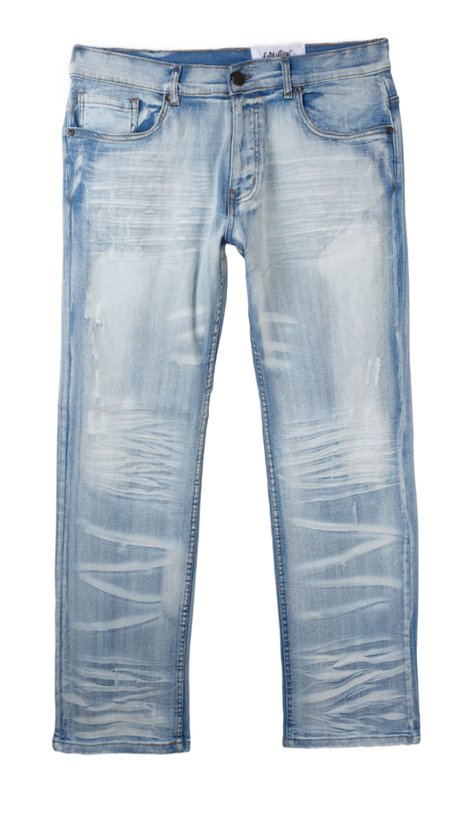 Evolution Faded Straight Jeans in Ice Blue - front