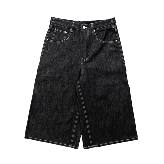 Syair Saihara BigTag Utility Skate Denim Shorts - Black Japanese Denim