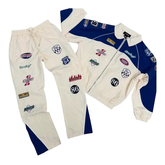 Kindred Nylon Patches Jacket & Pants Set – Beige/Royal