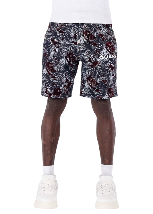 Guapi Wine Red Laser Velvet Shorts by GUAPI