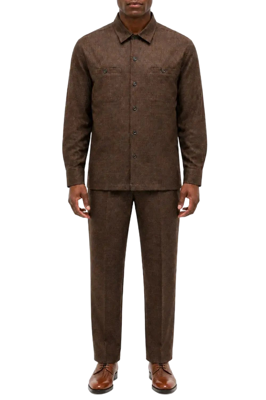 Stacy Adams Textured Long-Sleeve Walking Suit Set – 35500