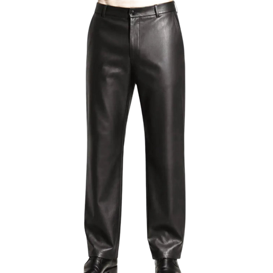 Silver Silk PU Faux-Leather Pants – 35170P
