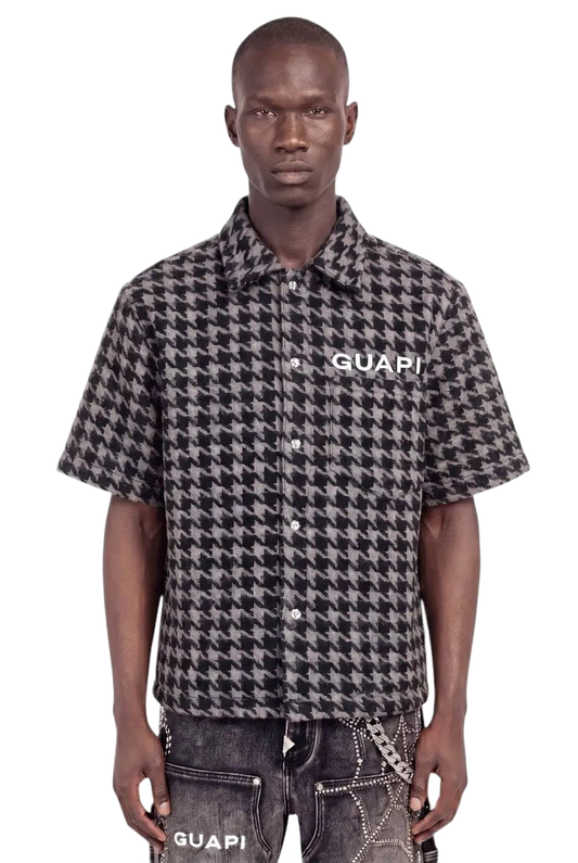 Guapi Black Houndstooth Furry Shirt by GUAPI