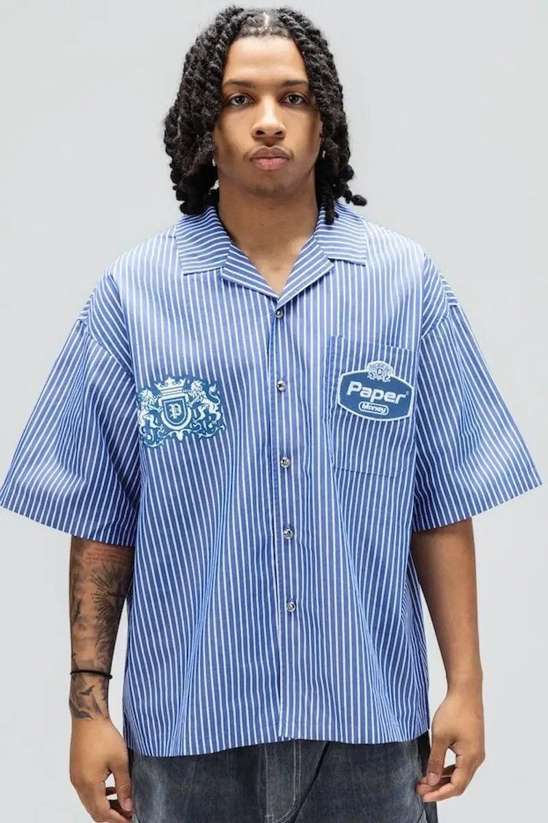 Paper Money Blue Collar Shirt by Paper Money