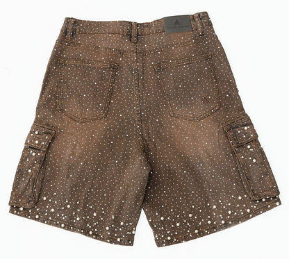 Paper Money Pearl Studded Cargo Shorts from On Time Fashions – Shorts by Paper Money, Birmingham AL’s 1 fashion store and premier destination for streetwear, suits, kids fashion, and big & tall