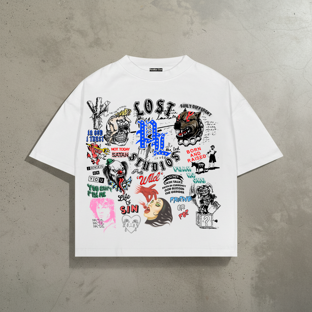 Paradise Lost Scribble Tee - White - front view