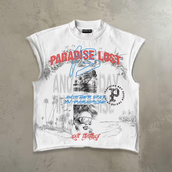 Paradise Lost Lost Vision Cut Off Tee - White - front view