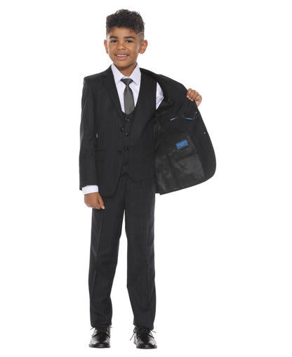 Perry Ellis Boy's 5pc Windowpane Suit from On Time Fashions – Boys-Suits by Perry Ellis, Birmingham AL’s 1 fashion store and premier destination for streetwear, suits, kids fashion, and big & tall