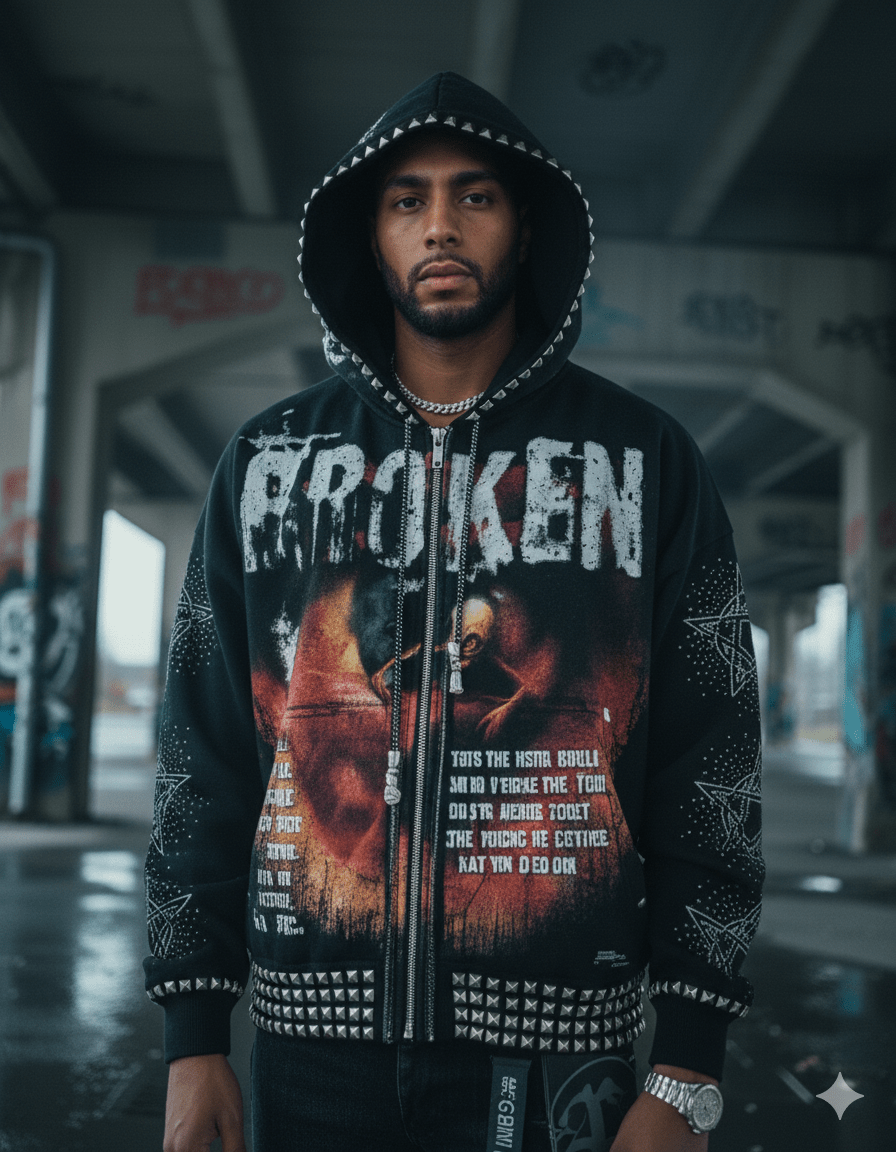 Preme Broken Mind Zip Hoodie from On Time Fashions – Hoodie by Preme, Birmingham AL’s 1 fashion store and premier destination for streetwear, suits, kids fashion, and big & tall