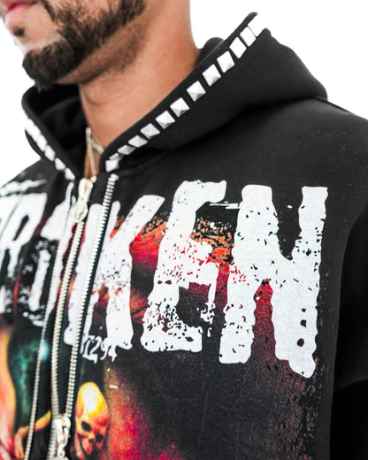 Preme Broken Mind Zip Hoodie from On Time Fashions – Hoodie by Preme, Birmingham AL’s 1 fashion store and premier destination for streetwear, suits, kids fashion, and big & tall