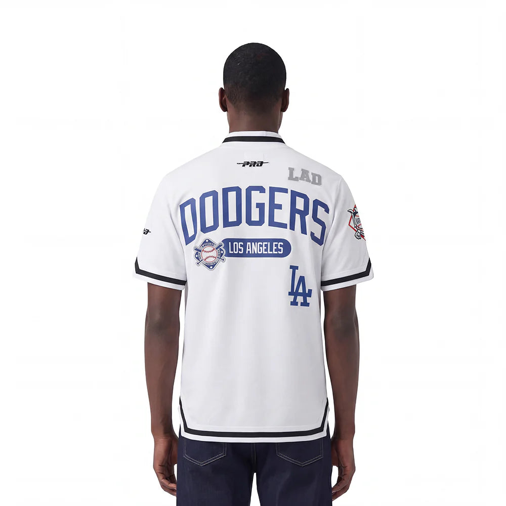 Pro Standard Los Angeles Dodgers Letterman Jersey in White and Black, back view