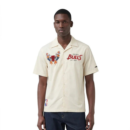 Pro Standard Chicago Bulls Paradise Button Down Camp Shirt from On Time Fashions – Streetwear Button Up by Pro Standard, Birmingham AL’s 1 fashion store and premier destination for streetwear, suits, kids fashion, and big & tall