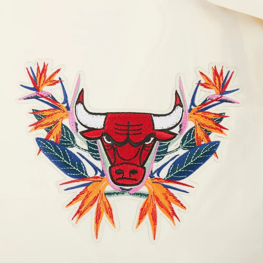 Pro Standard Chicago Bulls Paradise Button Down Camp Shirt from On Time Fashions – Streetwear Button Up by Pro Standard, Birmingham AL’s 1 fashion store and premier destination for streetwear, suits, kids fashion, and big & tall