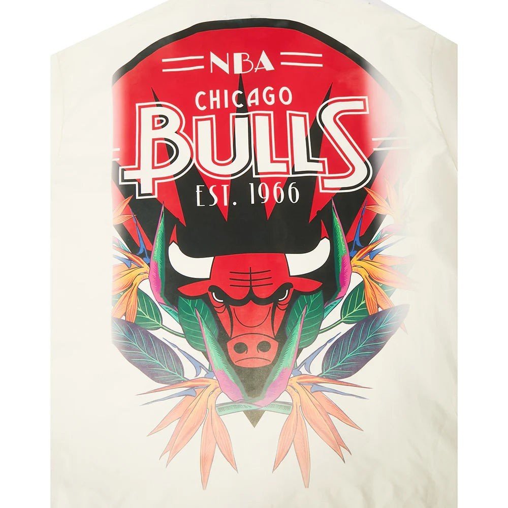 Pro Standard Chicago Bulls Paradise Button Down Camp Shirt from On Time Fashions – Streetwear Button Up by Pro Standard, Birmingham AL’s 1 fashion store and premier destination for streetwear, suits, kids fashion, and big & tall