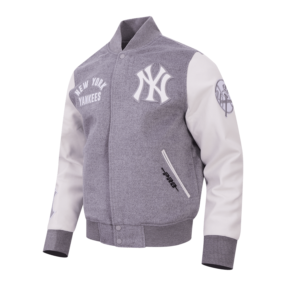 Pro Standard New York Yankees All Pro Wool Varsity Jacket – Heather Gray/White