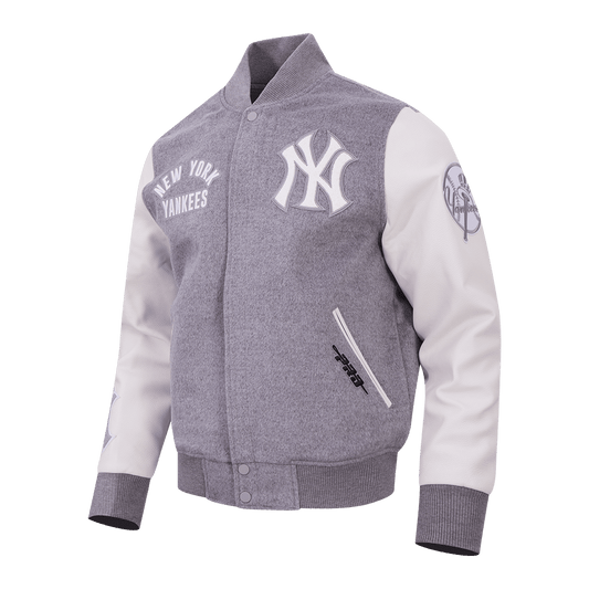 Pro Standard New York Yankees All Pro Wool Varsity Jacket – Heather Gray/White