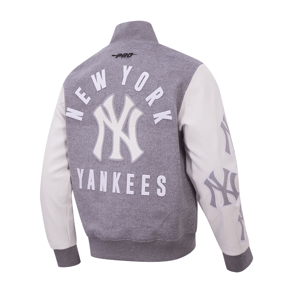 Pro Standard New York Yankees All Pro Wool Varsity Jacket – Heather Gray/White