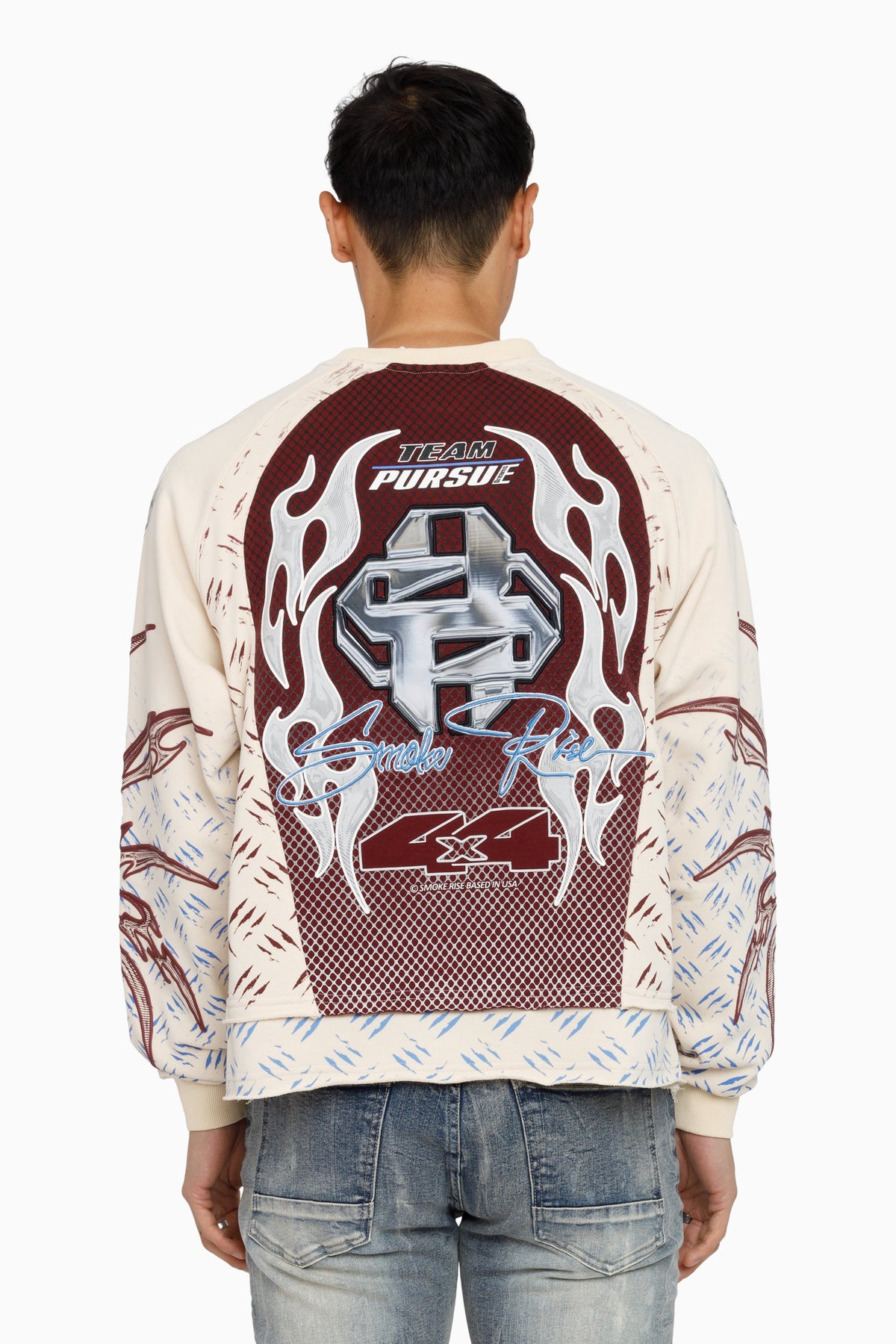 Smoke Rise Pursue 2 Fer Long Sleeve Sweatshirt in Tapioca back view