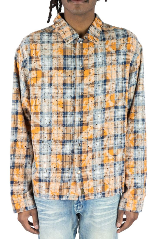 R3BEL Cropped Rhinestone Flannel from On Time Fashions – Flannel by GNEISS, LLC, Birmingham AL’s 1 fashion store and premier destination for streetwear, suits, kids fashion, and big & tall