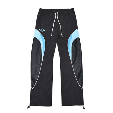 Rare Peace RP6115 black nylon jogger with light blue panels, front