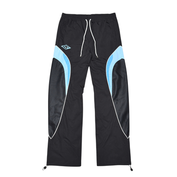 Rare Peace RP6115 black nylon jogger with light blue panels, front