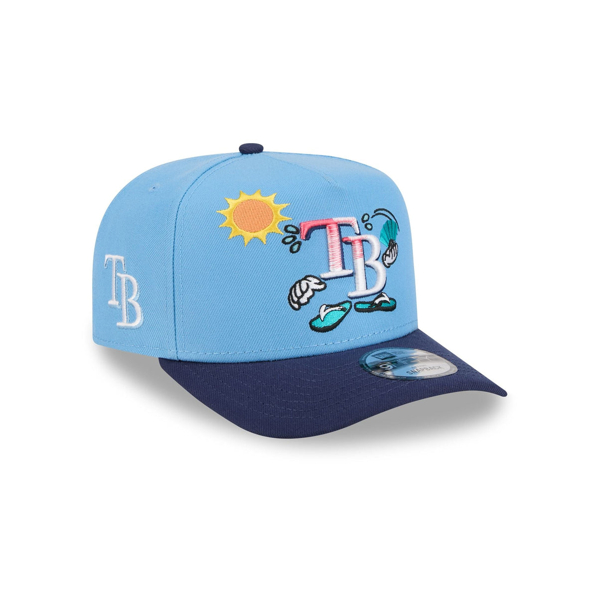 New Era Tampa Bay Rays Cartoon 9FIFTY A-Frame Snapback Hat, Light Blue and Navy