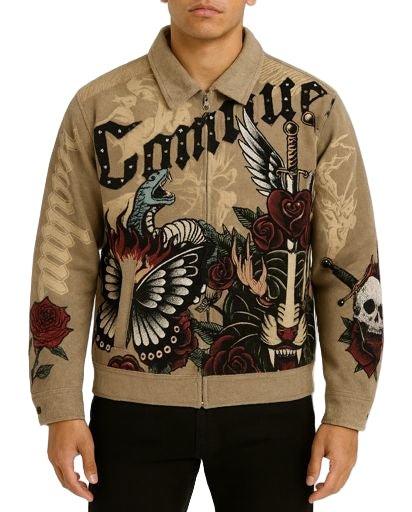 Rebel Minds Conquer Tapestry Jacket from On Time Fashions – Jackets by Rebel Minds, Birmingham AL’s 1 fashion store and premier destination for streetwear, suits, kids fashion, and big & tall