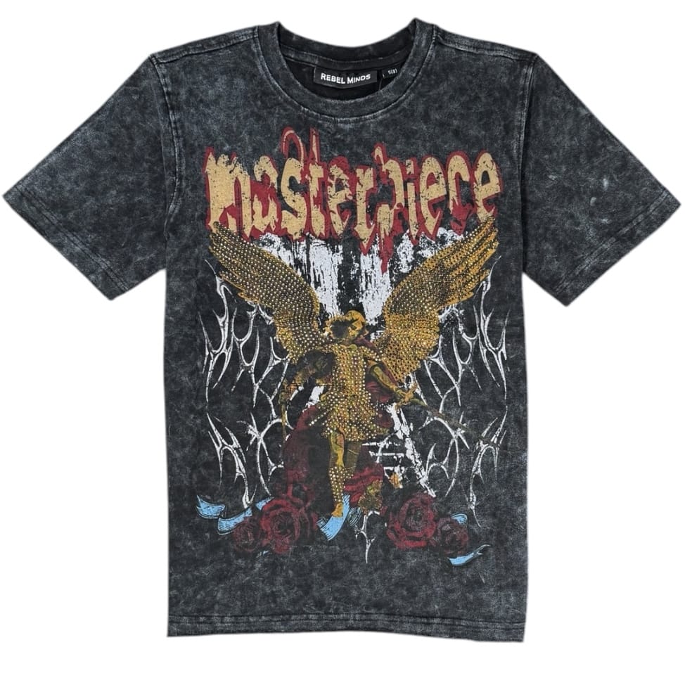 Rebel Minds Masterpiece Angel Crop Tee in Black, product view