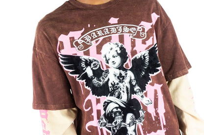 Rebel Minds Paradise Angel Layered Tee from On Time Fashions – tee by Rebel Minds, Birmingham AL’s 1 fashion store and premier destination for streetwear, suits, kids fashion, and big & tall
