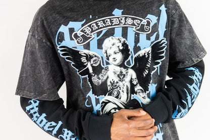 Rebel Minds Paradise Angel Layered Tee from On Time Fashions – tee by Rebel Minds, Birmingham AL’s 1 fashion store and premier destination for streetwear, suits, kids fashion, and big & tall