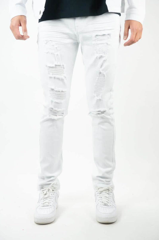 Rebel Minds Ripped and Repaired Twill Slim Jeans – view 6