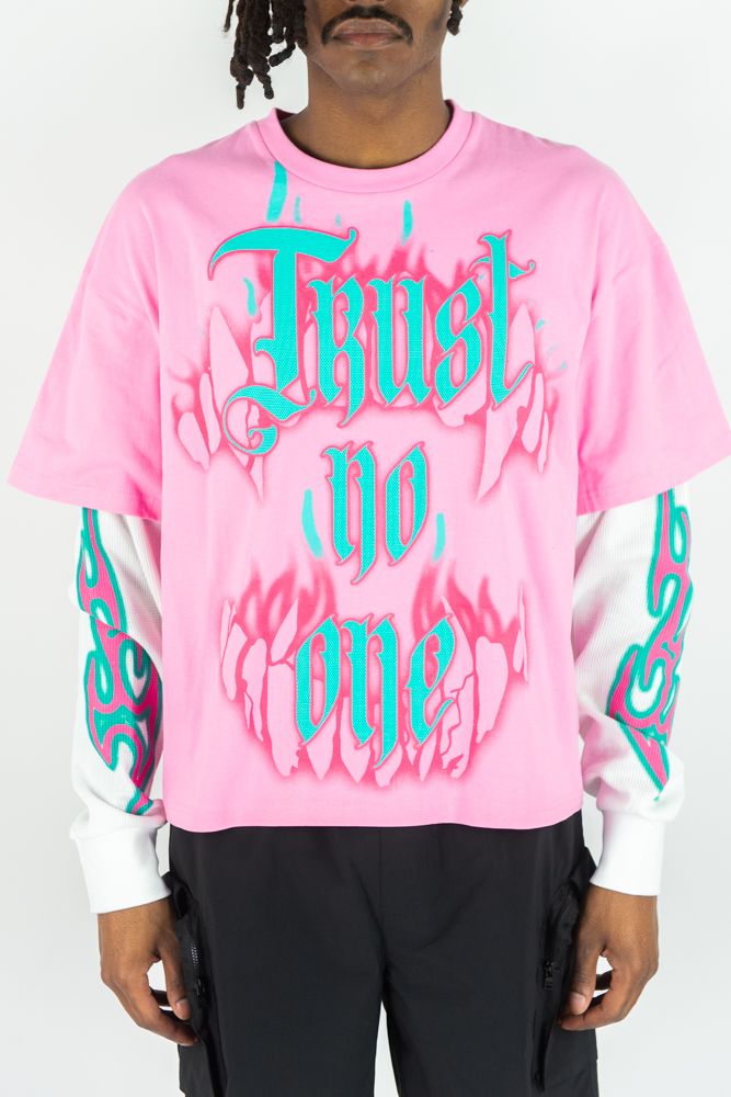 Rebel Minds Trust No One Layered Tee from On Time Fashions – tee by Rebel Minds, Birmingham AL’s 1 fashion store and premier destination for streetwear, suits, kids fashion, and big & tall